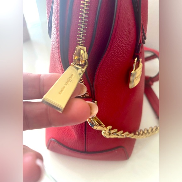 Michael Kors Studio Mercer large Dome Satchel Bag in dark Sangria - Picture 14 of 16